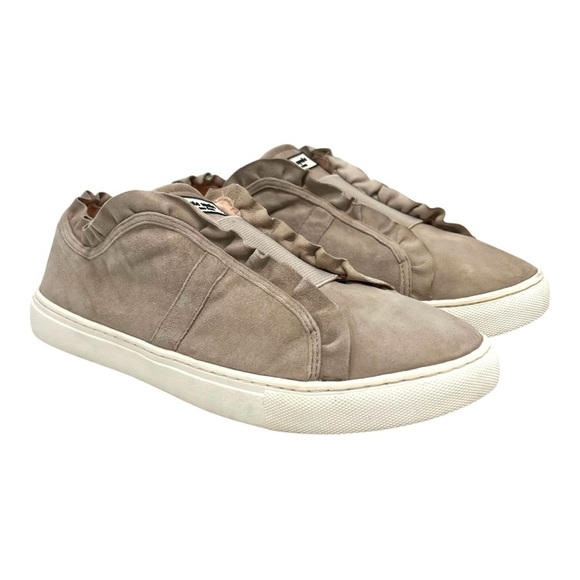 kate spade Shoes - Kate Spade New York Lance Ruffle Trim Gray Taupe Slip On Sneakers Women’s 7